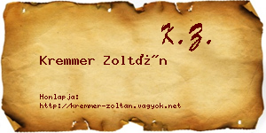 Kremmer Zoltán névjegykártya